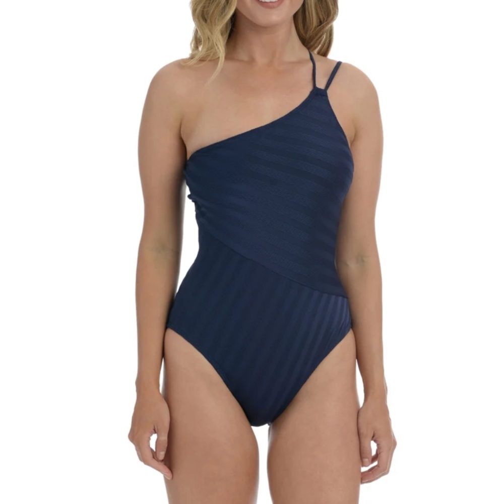 La Blanca Linea Costa Tummy Control One Piece Swimsuit in Indigo Size 16W NWT
